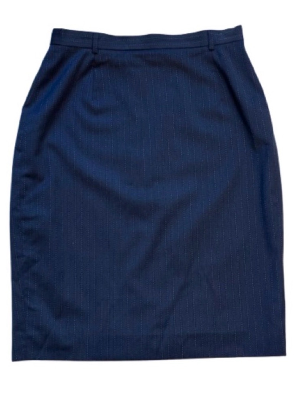 Vintage Escada by Margaretha Ley Wool 80s Pencil Skirt Navy Pinstripe Business 8